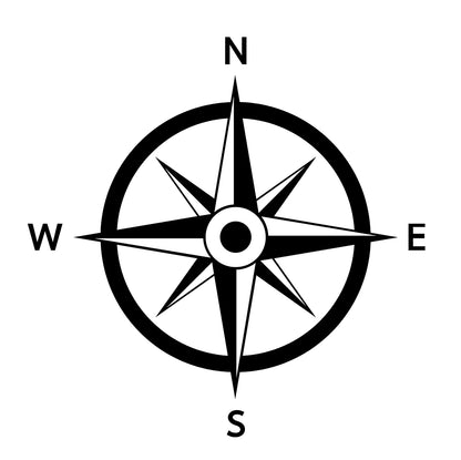 A tattoo design that consists of a compass with pointers pointing to 4 directions