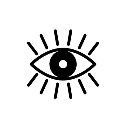 A tattoo design of an evil eye with big top and bottom eyelashes