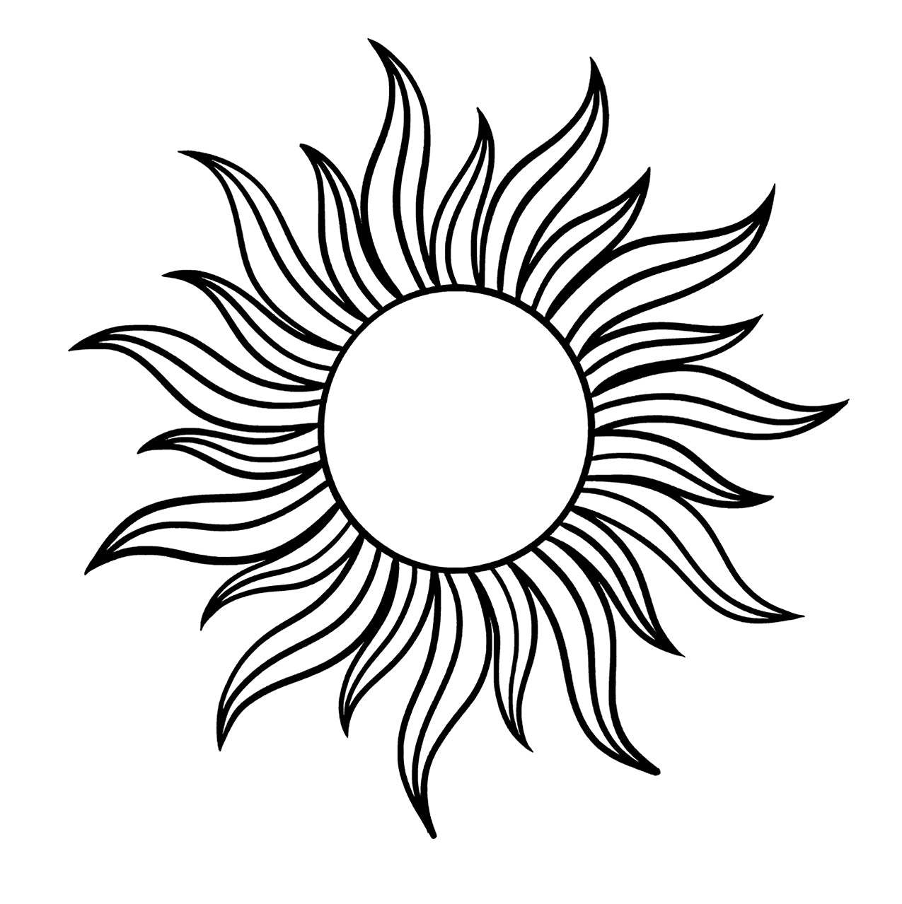 A tattoo design of a sun with wavy radiance